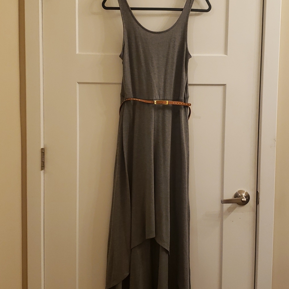 Gray cotton- high low tank dress